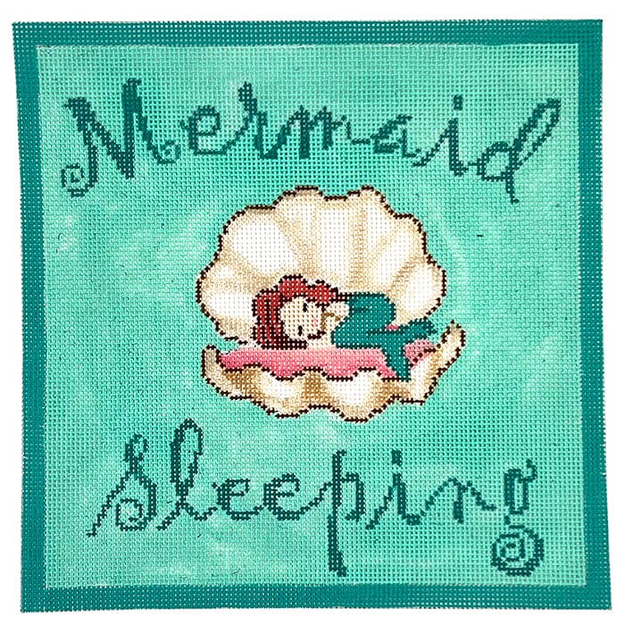 Mermaid Sleeping Sign Painted Canvas CBK Needlepoint Collections 