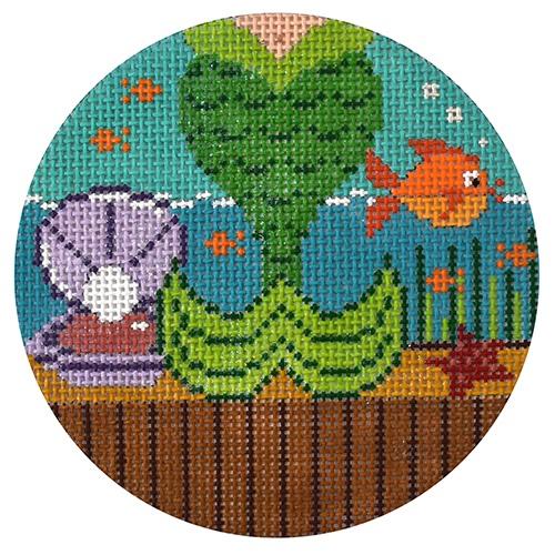 Mermaid Tail Ornament Painted Canvas The Meredith Collection  - 1