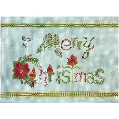 Merry Christmas Birds & Boughs Painted Canvas Love You More  - 1
