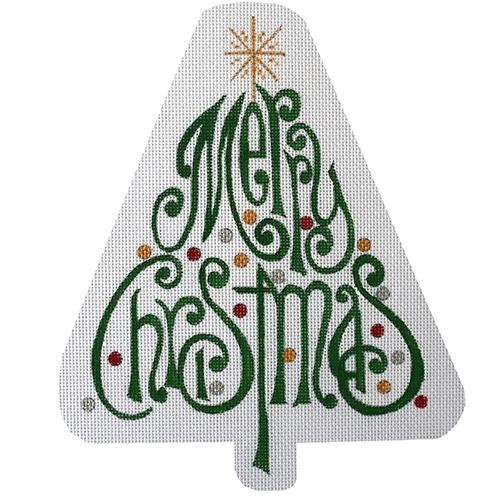 Merry Christmas   Green Painted Canvas All About Stitching/The Collection Design  - 1