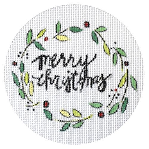 Merry Christmas Leaves Painted Canvas Camilla Moss 
