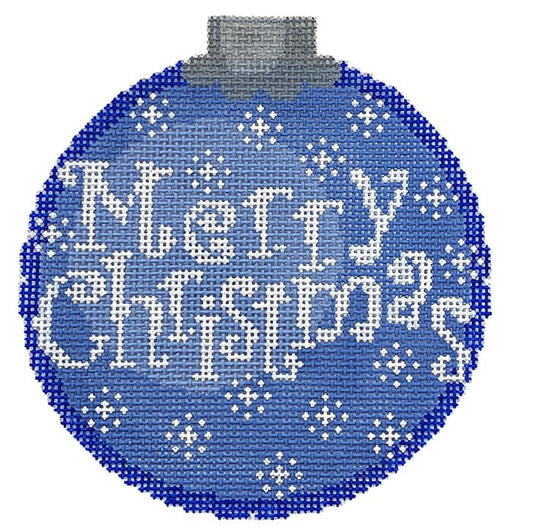 Merry Christmas Ornament Blue Painted Canvas CanvasWorks 