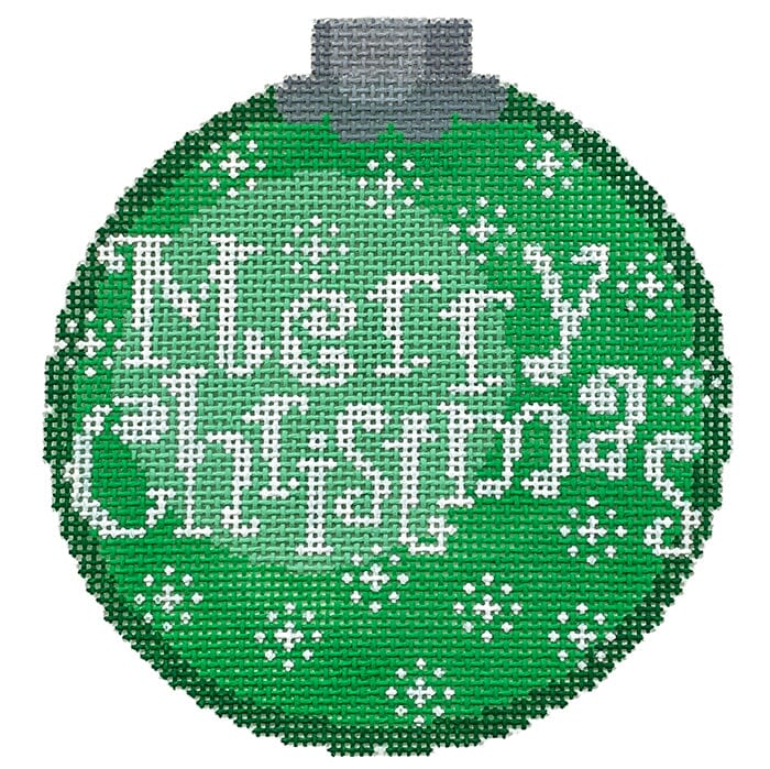 Merry Christmas Ornament Green Painted Canvas CanvasWorks  - 1