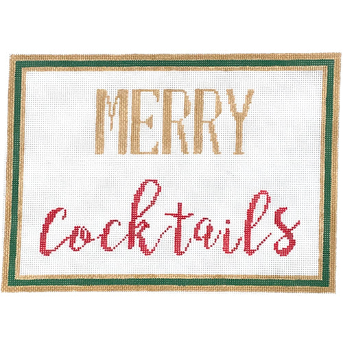 Merry Cocktails Painted Canvas SilverStitch Needlepoint 
