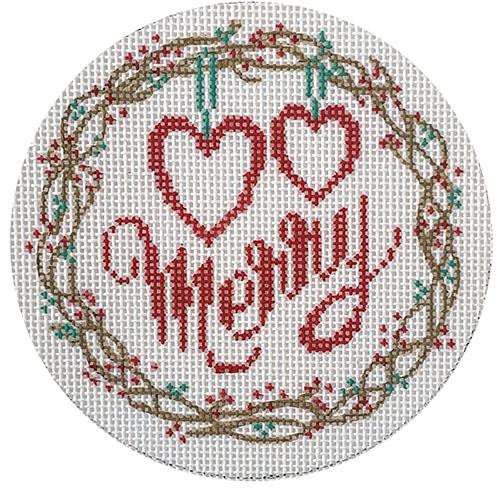 Merry Hearts Round Painted Canvas Alice Peterson Company 