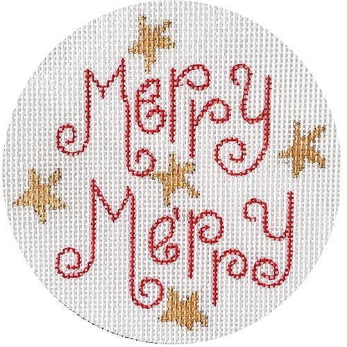 Merry Merry with Stars Ornament Painted Canvas Vallerie Needlepoint Gallery 