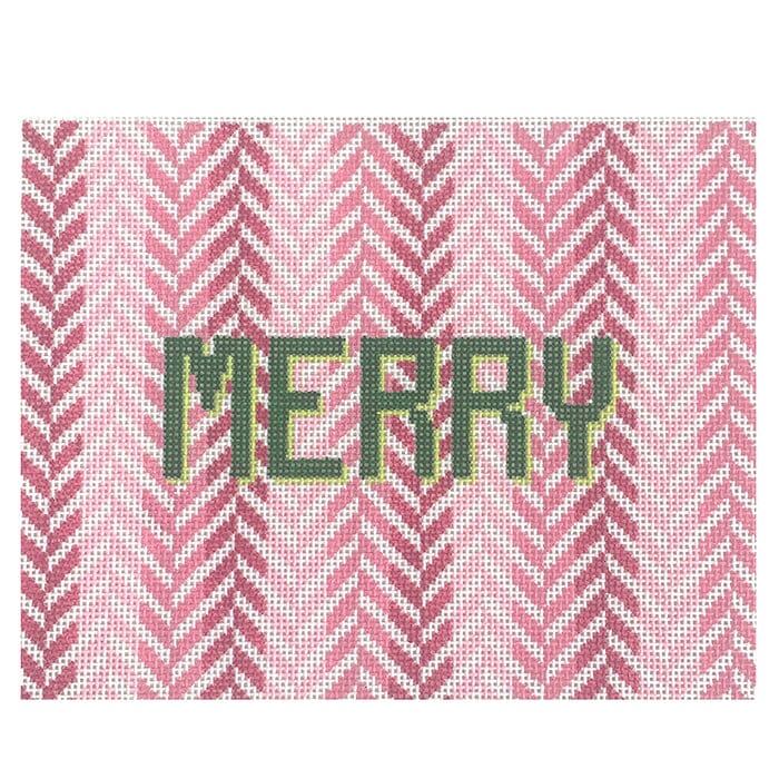 Merry on Herringbone Painted Canvas Initial K Studio 