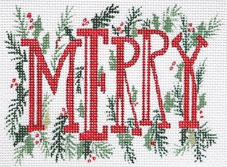 Merry Small Painted Canvas Flower & Vine 
