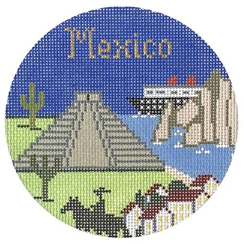 Mexico Ornament Painted Canvas Silver Needle  - 1