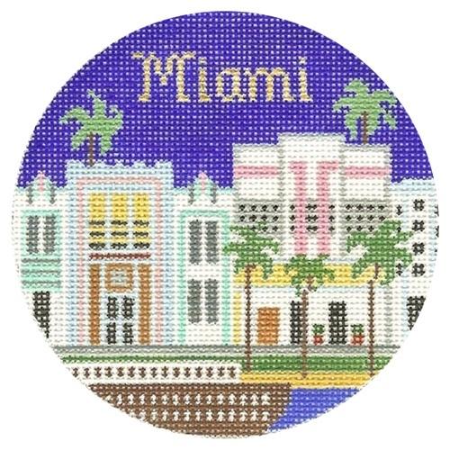 Miami Ornament Painted Canvas Silver Needle  - 1