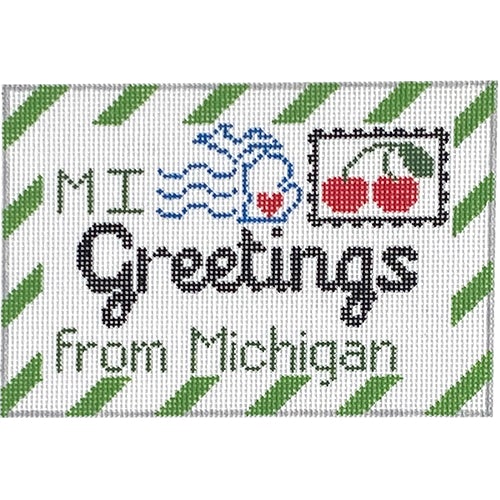 Michigan Letter Painted Canvas Rachel Donley  - 1