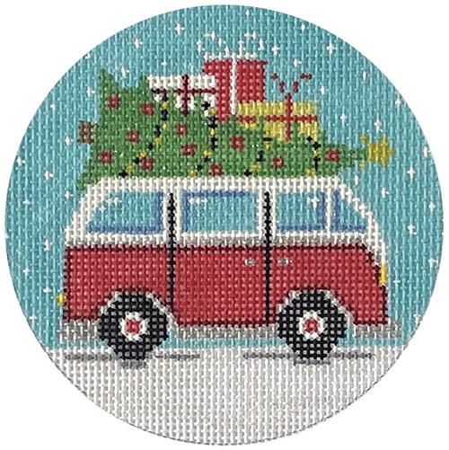Micro Bus Christmas Ornament Painted Canvas The Meredith Collection 