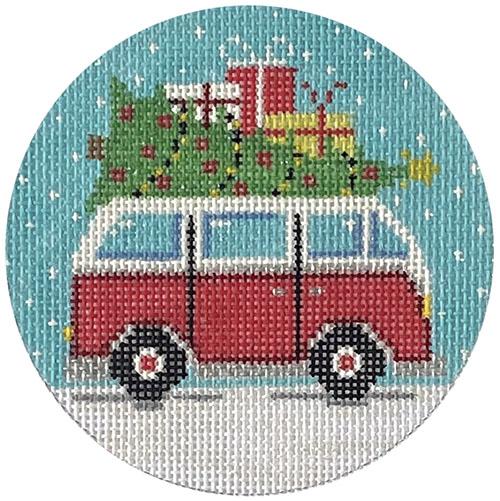 Micro Bus Christmas Ornament Painted Canvas The Meredith Collection  - 1