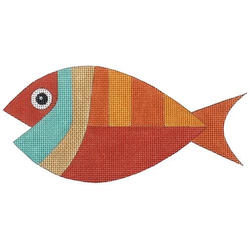 Mid Century Modern Fish Painted Canvas Raymond Crawford Designs 