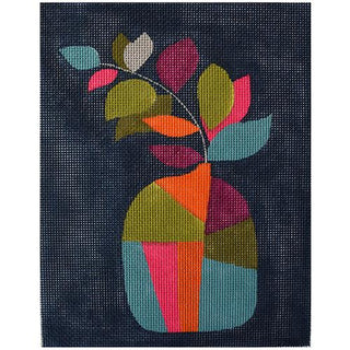 Mid Century Vase Painted Canvas Unique New Zealand Design 
