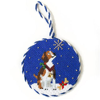 Midnight Beagle Round with Stitch Guide Painted Canvas Kirk & Bradley 
