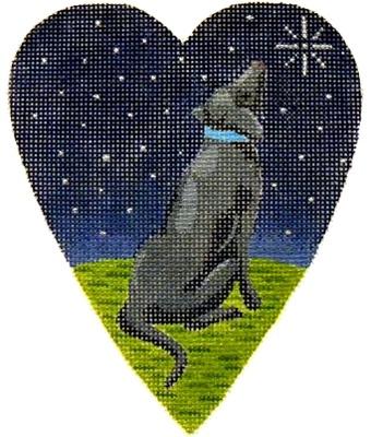 Midnight Black Labrador Heart Painted Canvas Kirk & Bradley 