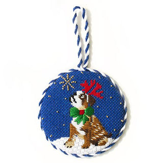 Midnight Bulldog Round with Stitch Guide Painted Canvas Kirk & Bradley 

