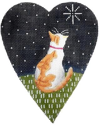 Midnight Cat Heart Painted Canvas Kirk & Bradley 