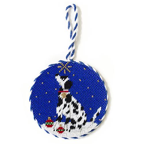 Midnight Dalmatian Round with Stitch Guide Painted Canvas Kirk & Bradley 