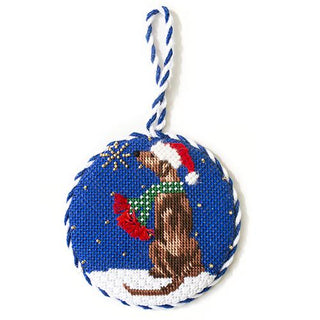 Midnight Greyhound Round with Stitch Guide Painted Canvas Kirk & Bradley 
