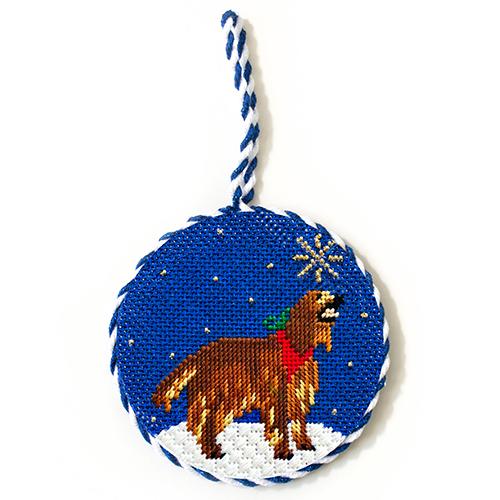 Midnight Irish Setter Round with Stitch Guide Painted Canvas Kirk & Bradley 
