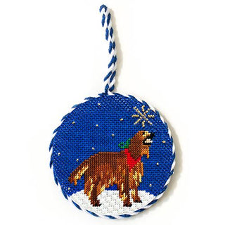 Midnight Irish Setter Round with Stitch Guide Painted Canvas Kirk & Bradley 
