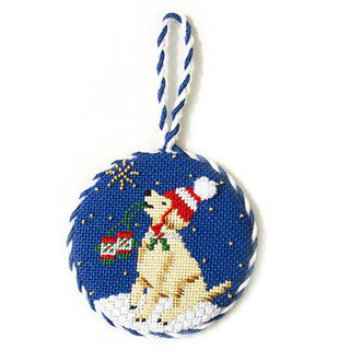 Midnight Labrador Round with Stitch Guide Painted Canvas Kirk & Bradley 
