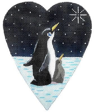 Midnight Penguin Heart Painted Canvas Kirk & Bradley 

