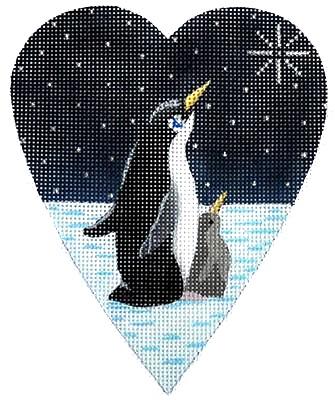 Midnight Penguin Heart Painted Canvas Kirk & Bradley 
