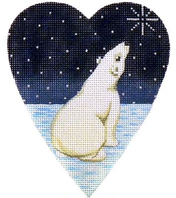 Midnight Polar Bear Heart Painted Canvas Kirk & Bradley 