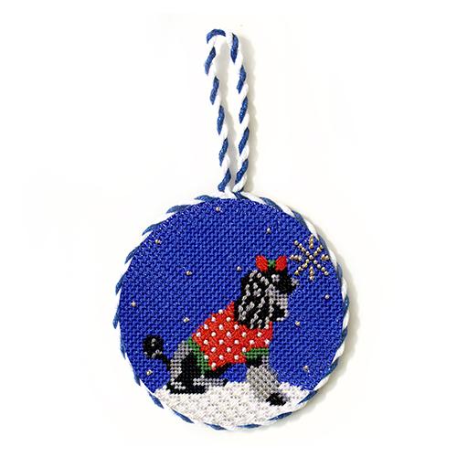 Midnight Poodle Round with Stitch Guide Needlepoint.Com 
