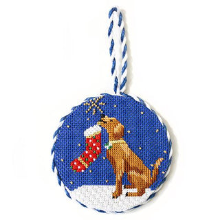 Midnight Vizsla Round with Stitch Guide Painted Canvas Kirk & Bradley 
