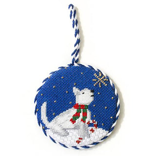 Midnight Westie Round with Stitch Guide Painted Canvas Kirk & Bradley 
