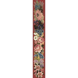 Midsummer Bell Pull Needlepoint Kit Kits Elizabeth Bradley Design Dark Red 
