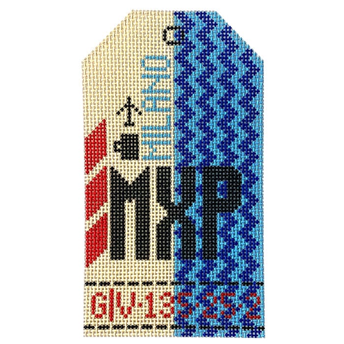 Milan MXP Travel Tag Painted Canvas Hedgehog Needlepoint 
