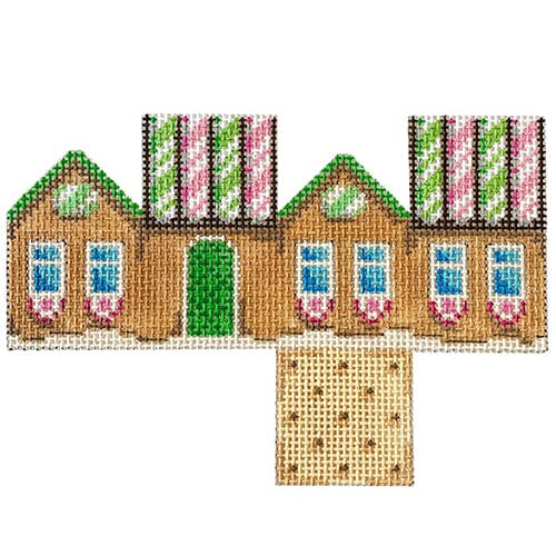 Mini Cottage / Pink / Green Cane Roof Painted Canvas Associated Talents 