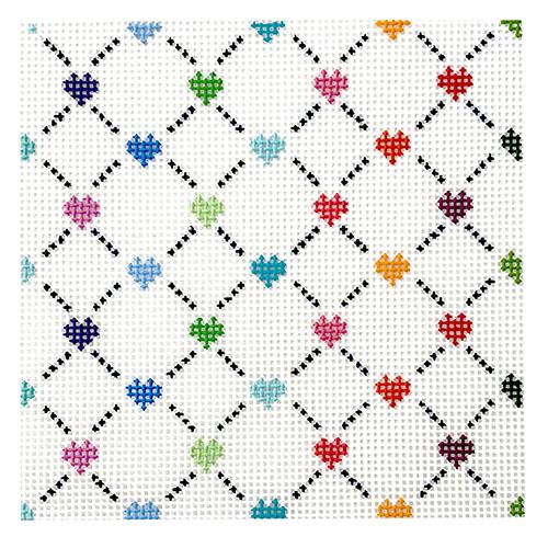 Mini Hearts Square Painted Canvas Danji Designs  - 1