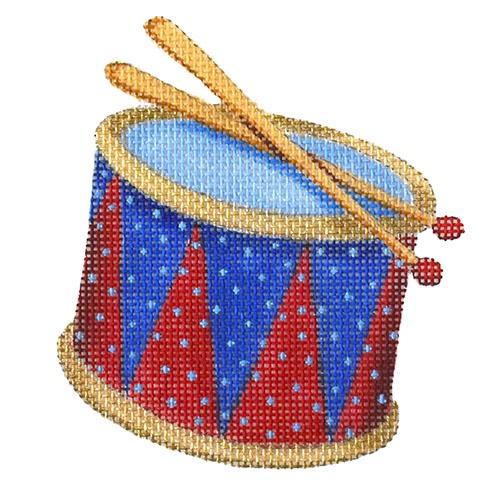 Mini Patriotic Drum - Red, Blues Painted Canvas Kate Dickerson Needlepoint Collections 