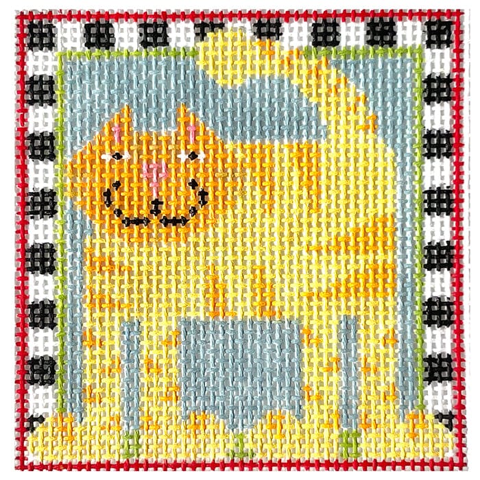 Mini Peanut the Cat 13 Mesh Painted Canvas NeedleDeeva  - 1