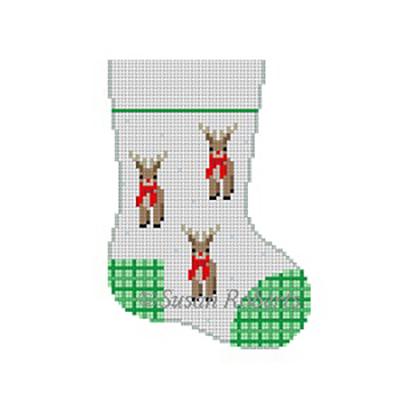 Mini Reindeer Mini Sock Painted Canvas Susan Roberts Needlepoint Designs Inc. 