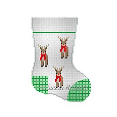 Mini Reindeer Mini Sock Painted Canvas Susan Roberts Needlepoint Designs Inc.  - 1