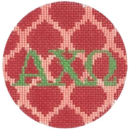 Mini Round - Alpha Chi Omega Painted Canvas Kate Dickerson Needlepoint Collections 