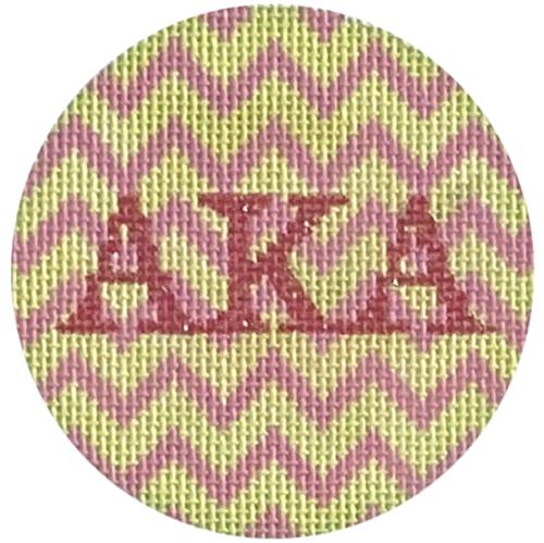 Mini Round   Alpha Kappa Alpha Painted Canvas Kate Dickerson Needlepoint Collections 
