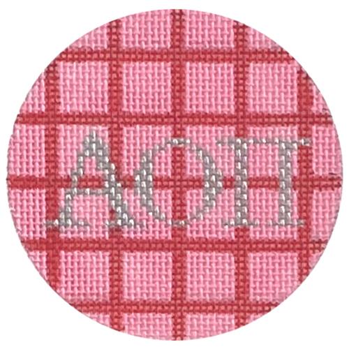Mini Round   Alpha Omicron Pi Painted Canvas Kate Dickerson Needlepoint Collections  - 1