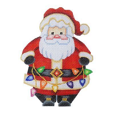 Mini Santa with Lights Painted Canvas Burnett & Bradley 
