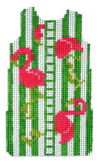 Mini Shift Flamingos on 18 Painted Canvas Two Sisters Needlepoint  - 1