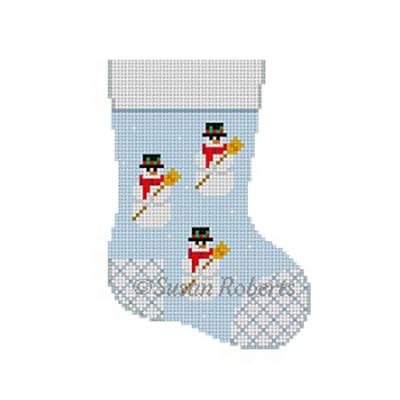 Mini Snowmen Mini Sock Painted Canvas Susan Roberts Needlepoint Designs Inc.  - 1