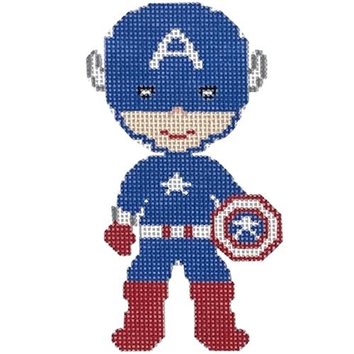 Mini Superhero in Blue Painted Canvas A Stitch in Time 