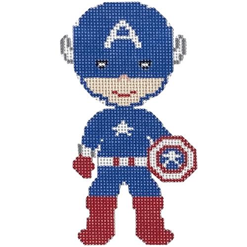 Mini Superhero in Blue Painted Canvas A Stitch in Time  - 1